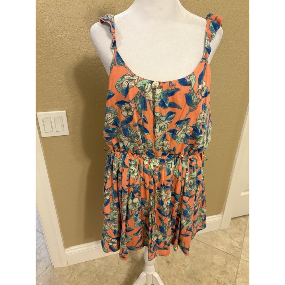 Free People Dear You Floral Print Ruffle Mini Dress, Small Adjustable Fit